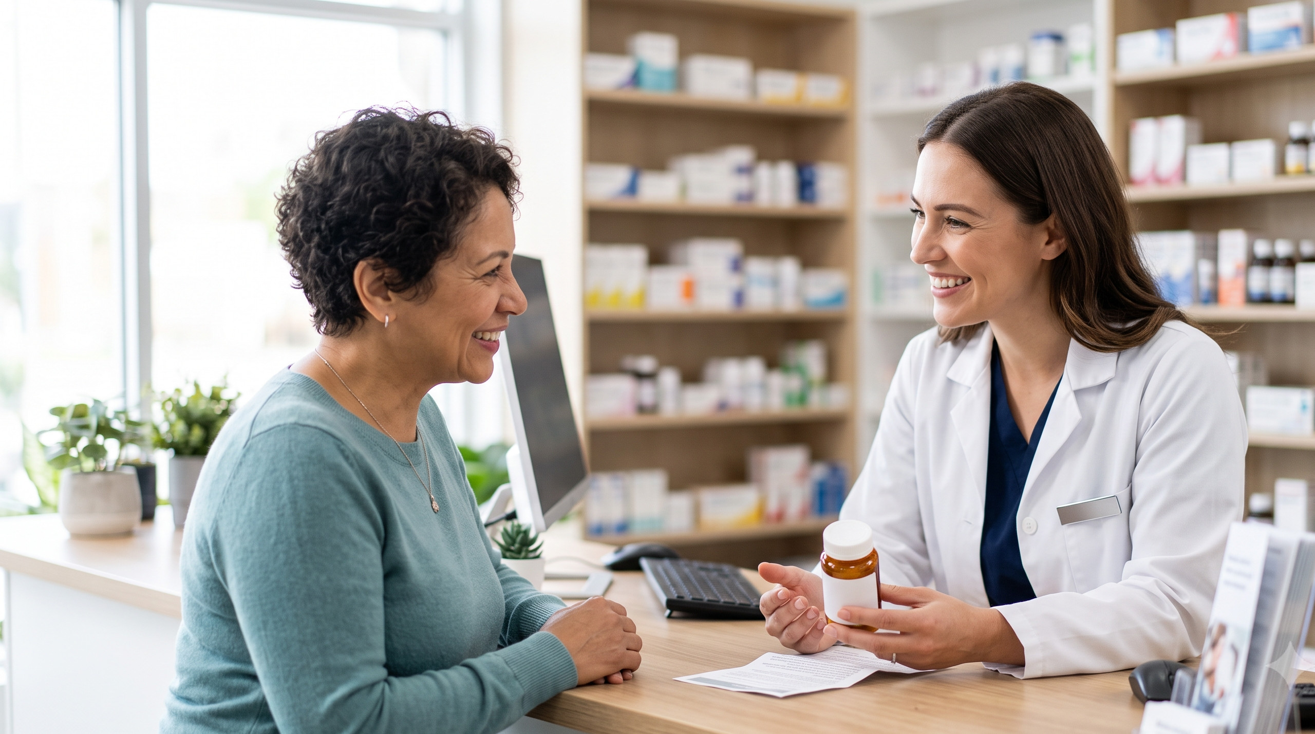 Sparta Pharmacy pharmacist consulting with a patient about birth control options